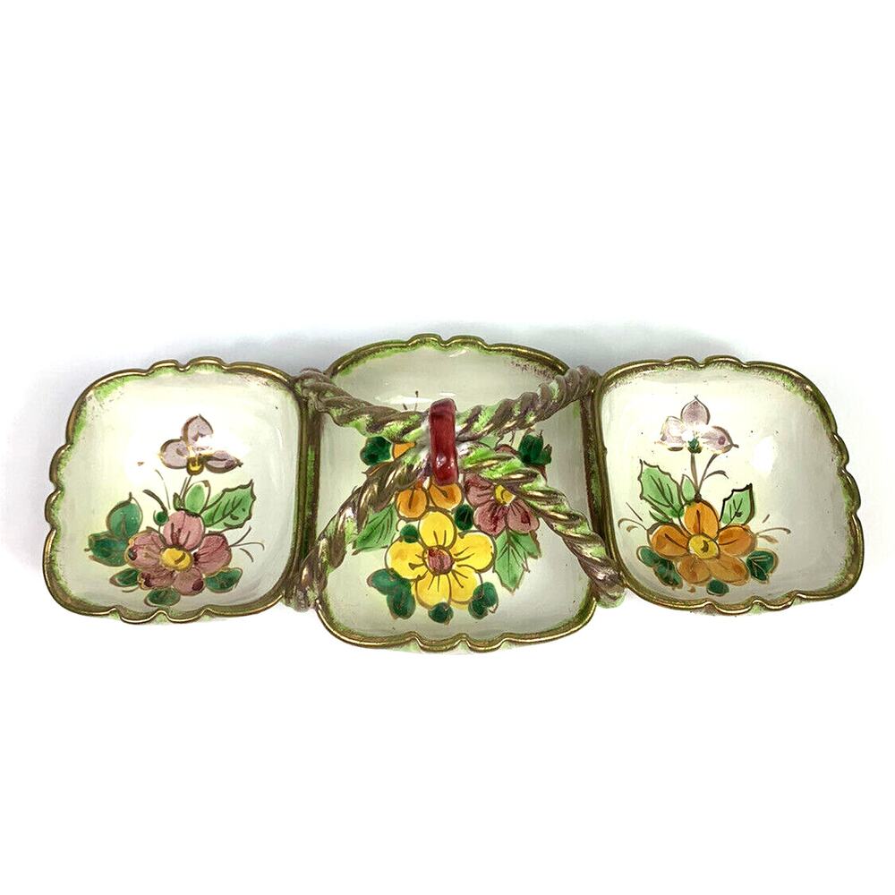 Hand Painted Italy Divided Serving Dish candy trinkets cottage country